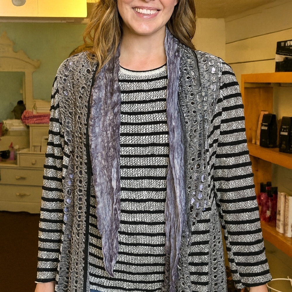 Alberto Makali Black and Gray Knit with Purple Accent